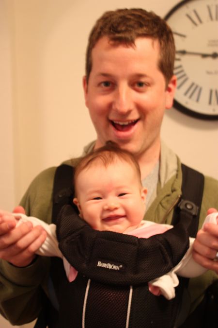Daddy makes the baby bjorn so much fun!