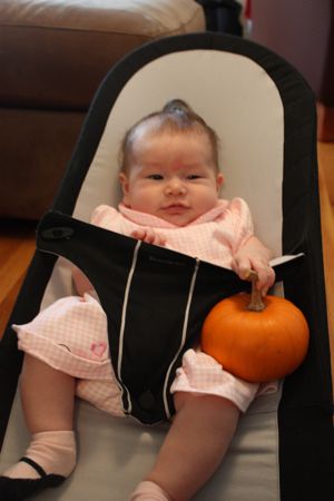 Apparently, these things come in bigger sizes too, but I like my Maile-sized pumpkin!