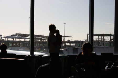 Father and Daughter in the Airport