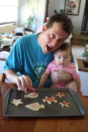 Well, even though I can't eat them, it's still fun to decorate the cookies with daddy!