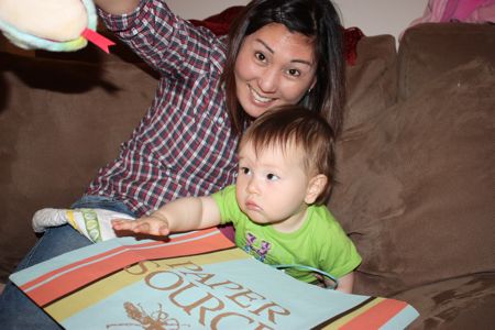 Dad note: Auntie Kari also learned how hard it is to take pictures with a 10 month old - look at the bunny, Maile!