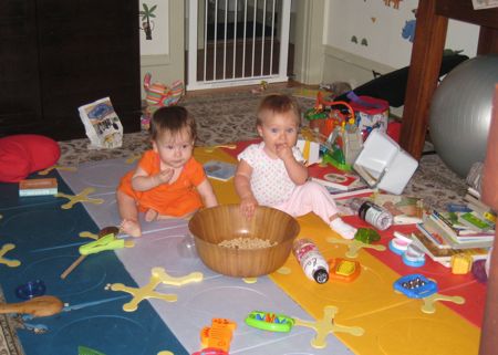 Hannah: So what should we do today? Maile: Let's eat the rest of these Cheerios and then head outside.