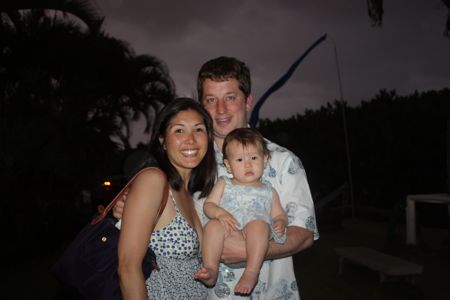 Mommy, Daddy and Me after a great dinner at Hanalei Dolphin. Hey cute waiter, call me!