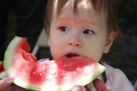 Okay Mommy, we can add watermelon to the list of things Maile likes!
