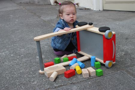 When all of a sudden ... BAM! This other kid comes out of nowhere and topples my walker. Luckily I was okay.