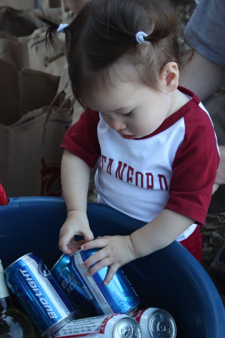 Daddy asked me to bring him a beer, but I can't quite get it open. Hmm...