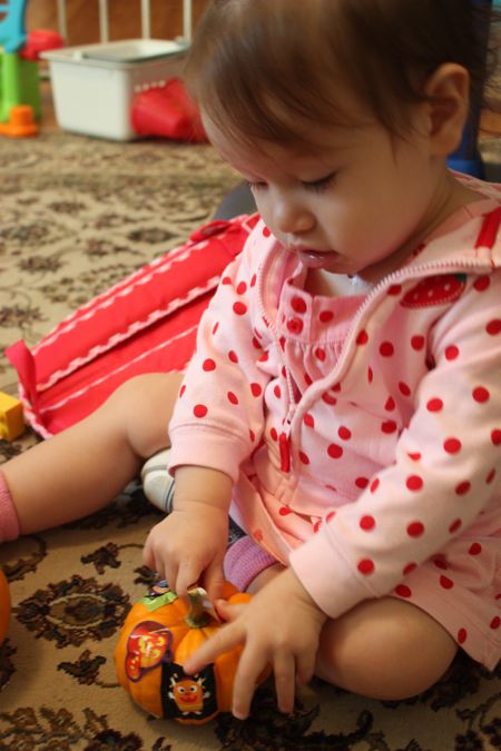 This is how Megan showed me how to apply the stickers - you need to be very careful not to get the sticky side stuck on you instead of the pumpkin...