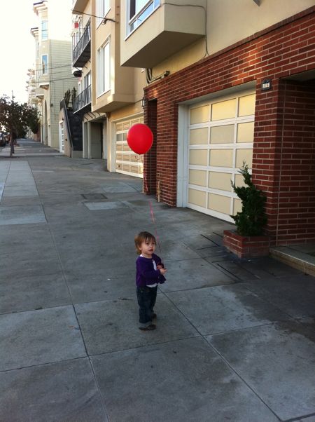 Daddy, can I keep red balloon? Yes, Maile, of course, you can.
