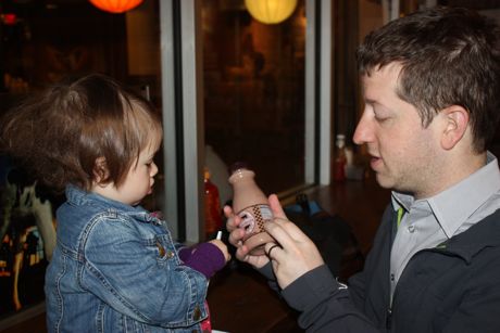 We hit Chelsea Market in the morning and Daddy thought it would be fun to have Maile try chocolate milk for the first time at Ronnybrook Dairy.