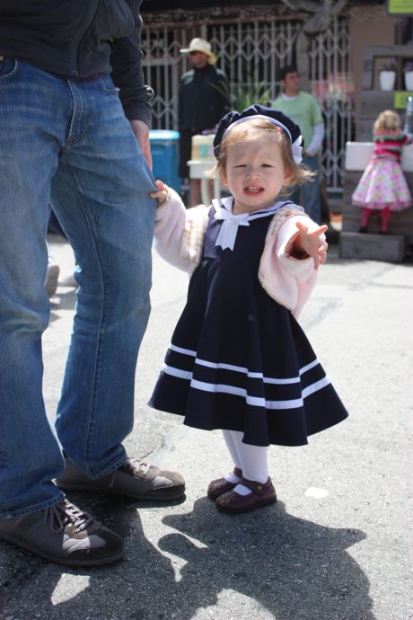 This is Maile being scared of the petting zoo - but it is also a great shot of her Easter outfit (from Grandma Gail and Grandpa Cal)