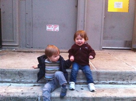 With Tanner in Tribeca (Tanner wasn't quite as entralled with the stoop...)