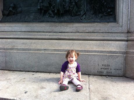 At the statues at the entrance of Central Park on 59th & Broadway