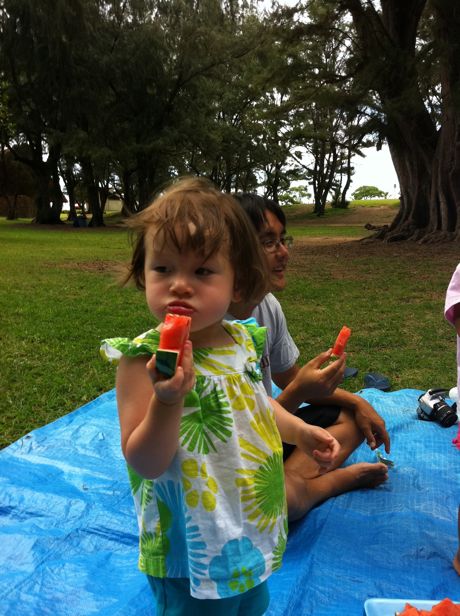 On Friday, we went to the park and had a play date with a little girl named Sam - she was cool in my book because a) she was a year older than me and b) her Gramma brought watermelon!