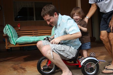 Daddy-powered bike riding...