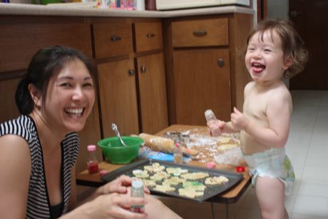 Decorating cookie silliness with Mommy and Maile