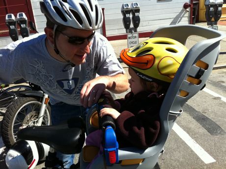 Daddy and I reviewing our hand signals. One tap on the back means go faster. Screaming really loud means please stop.