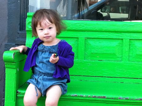 Seriously, how many more pictures are you going to take? Can't a girl just enjoy a green bench?