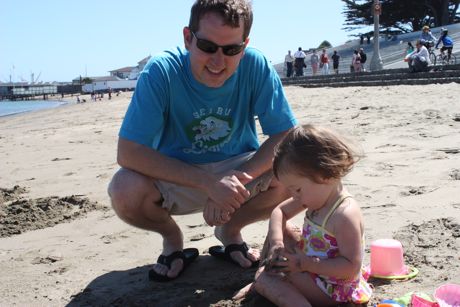 Daddy doesn't really like sand ...