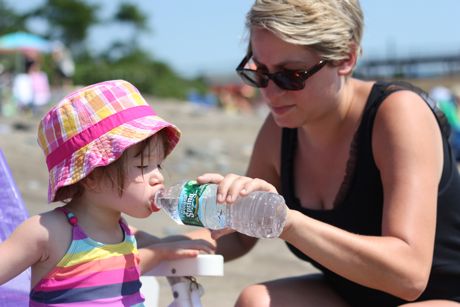 Auntie Elyssa took good care of me at the beach - it was really hot, so she made sure I was properly hydrated.