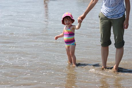 The water was WAY colder than it is on Hawaii, but I still liked splashing around in it. I'm a tough little girl!