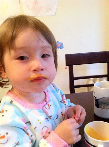 She liked it and decided to show off her lassi moustache!