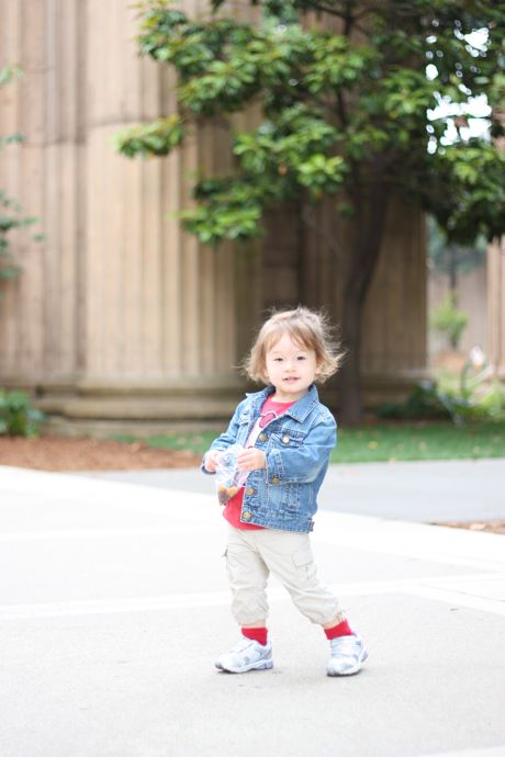 After the museum, we went out and explored the Palace of Fine Arts. Look at our little two year old!