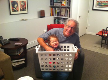 Papa got involved too - he's the O.G. of laundry basket roller coasters!