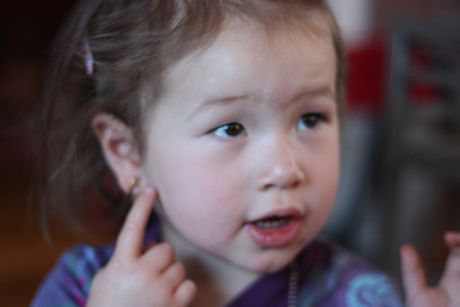 Apparently these earrings are a little loose, but my understanding is that I can have holes put in my ears that will make them stay better. I'm going to have to talk to Mommy and Daddy about that...