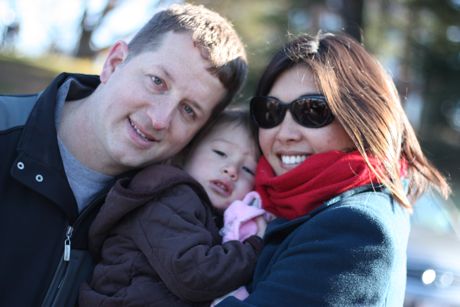 Thanksgiving morning we went to the St. John's Prep football game - it was really cold! Mommy, Daddy hug me closer!