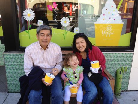 Mommy and I took Papa Cal up to one of our favorite ice cream spots. I think he liked it because he finished his whole cup and his was way bigger than mine!