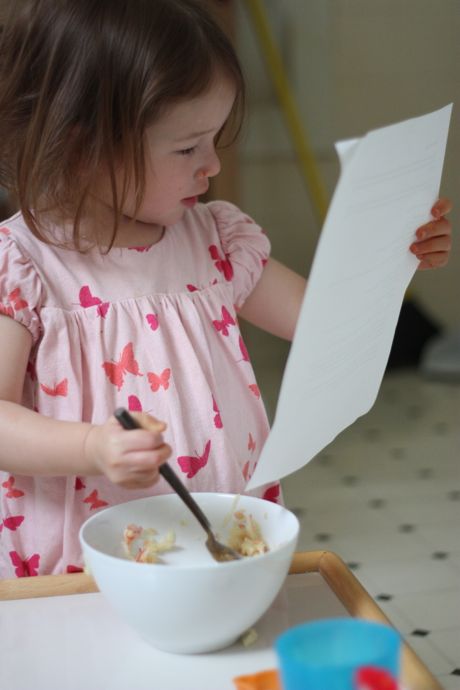 Maile asked Mommy for the recipe so she could make sure she had all the ingredients...