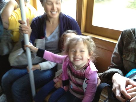 All smiles on the cable car!