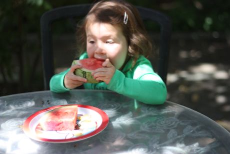 Man, this watermelon is kind of hard to eat...