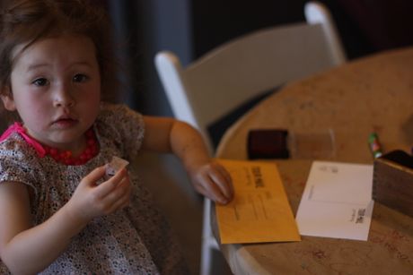 Maile learned all about the mail at school this year - so she set to work straight away putting together some letters to mail