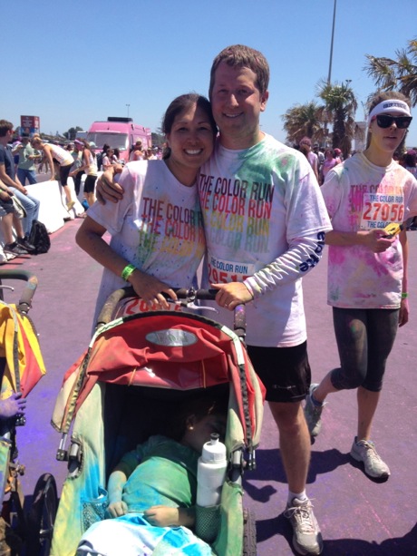 Family Picture at the finish line of the Color Run 2012 - with Maile Girl finishing the race in style...