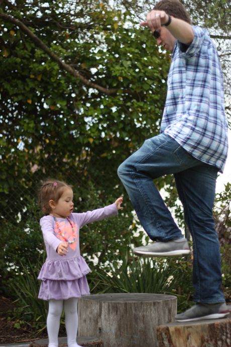 Before all the friends arrived, Daddy taught Maile some Karate Kid moves...