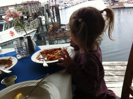 Dinner had an amazing view - right off the pier were a bunch of seals! Maile loved it.