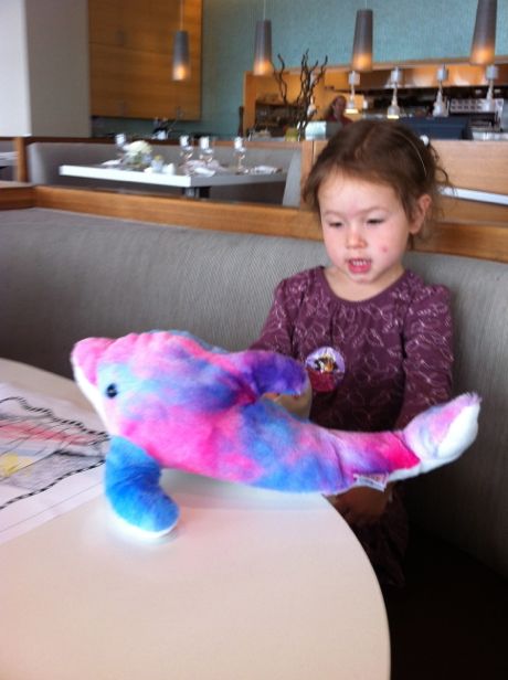 No trip would be complete without a souvenir. This is our new pink, purple, blue whale - Maile is currently snuggled up asleep with her.