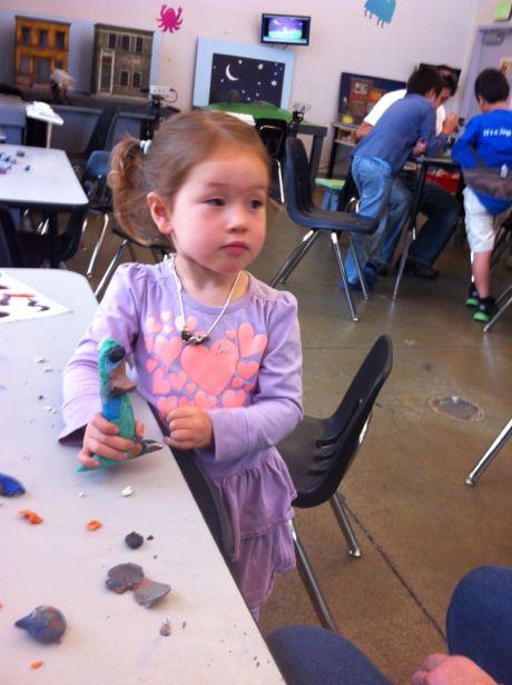 Maile's claymation shark - the museum also let's you do stop motion capture - Maile didn't do that this time, but maybe next time her shark will eat her penguin :)