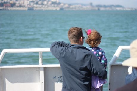 Maile and Daddy trying to see if we could find our house - Maile swears she could see it :)