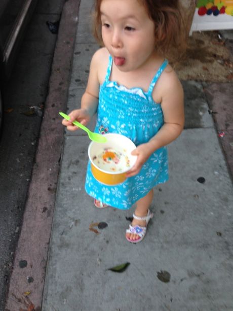 Maile, smile with your ice cream.... that is definitely NOT a smile!