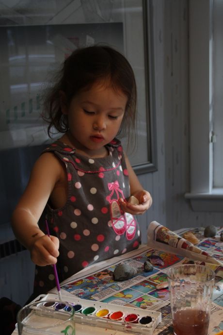 What does one do with lots of cool rocks and shells? Paint them, of course!