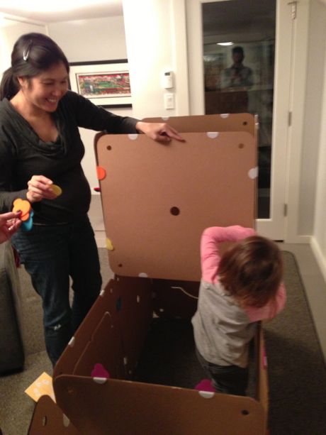 Maile Girl and Mommy working on constructing the first castle...