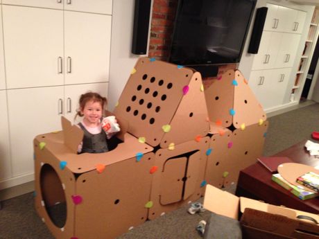 Thank you Grandma Jill and Papa Mike for the box fort maker! We love it!