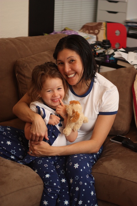 Mommy and I in our Hanukkah jammies - so snuggly!