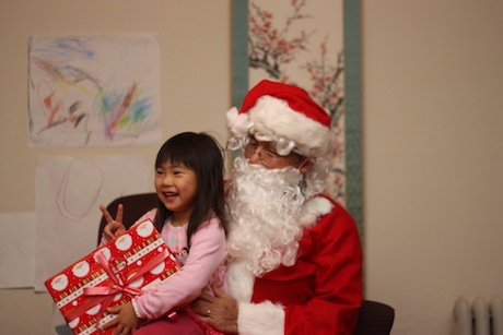 Emily and Santa - she just marched right up - so brave!