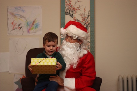 Jake can't wait to dig in to his present!