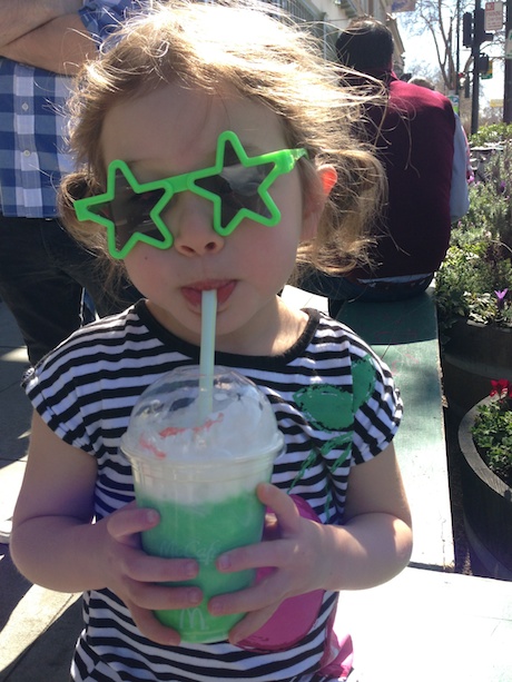 Maile enjoying her very first Shamrock Shake...