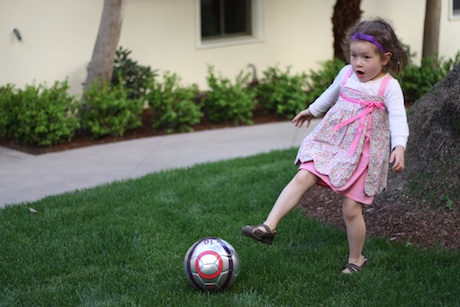 Maile has been taking soccer class after school one day a week and is getting pretty good...