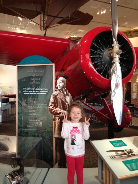 Daddy took me to the Amelia Earhart exhibit (I knew about her from one of my Fancy Nancy books) and I learned a bit more about how airplanes really work...